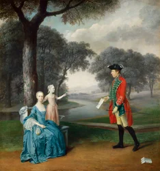 Francis Vincent, su esposa Mercy y su hija Ann, de Weddington Hall, Warwickshire, 1763